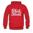 Rhode Island Hoodie - Hand Lettered Unisex Rhode Island Hooded Sweatshirt - red