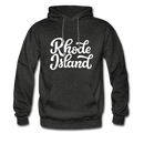 Rhode Island Hoodie - Hand Lettered Unisex Rhode Island Hooded Sweatshirt - charcoal gray