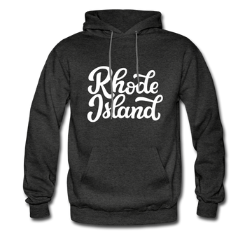 Rhode Island Hoodie - Hand Lettered Unisex Rhode Island Hooded Sweatshirt - charcoal gray