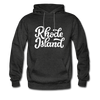Rhode Island Hoodie - Hand Lettered Unisex Rhode Island Hooded Sweatshirt - charcoal gray