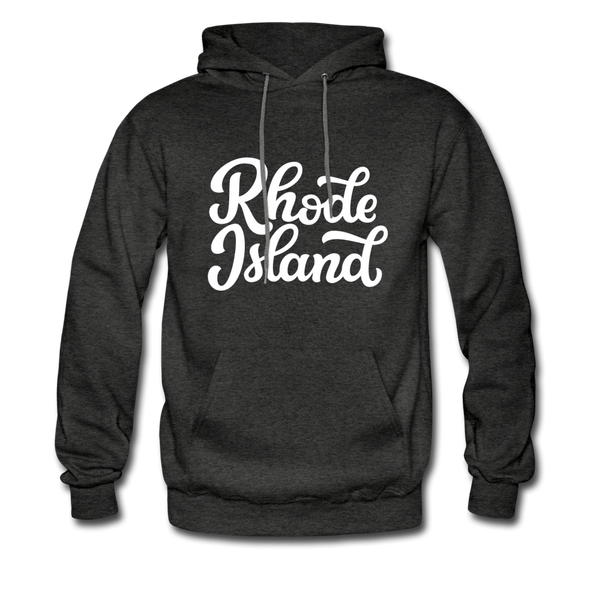 Rhode Island Hoodie - Hand Lettered Unisex Rhode Island Hooded Sweatshirt - charcoal gray