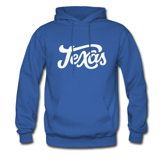 Texas Hoodie - Hand Lettered Unisex Texas Hooded Sweatshirt - royal blue