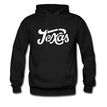 Texas Hoodie - Hand Lettered Unisex Texas Hooded Sweatshirt - black