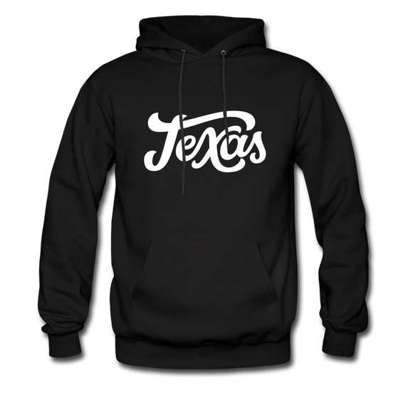 Texas Hoodie - Hand Lettered Unisex Texas Hooded Sweatshirt - black