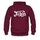 Texas Hoodie - Hand Lettered Unisex Texas Hooded Sweatshirt - burgundy