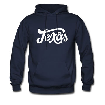 Texas Hoodie - Hand Lettered Unisex Texas Hooded Sweatshirt - navy