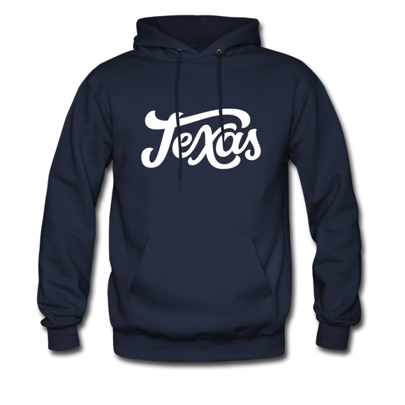 Texas Hoodie - Hand Lettered Unisex Texas Hooded Sweatshirt - navy