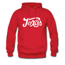 Texas Hoodie - Hand Lettered Unisex Texas Hooded Sweatshirt - red