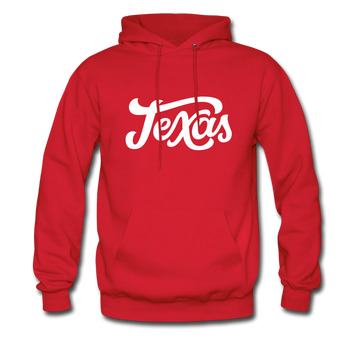 Texas Hoodie - Hand Lettered Unisex Texas Hooded Sweatshirt - red