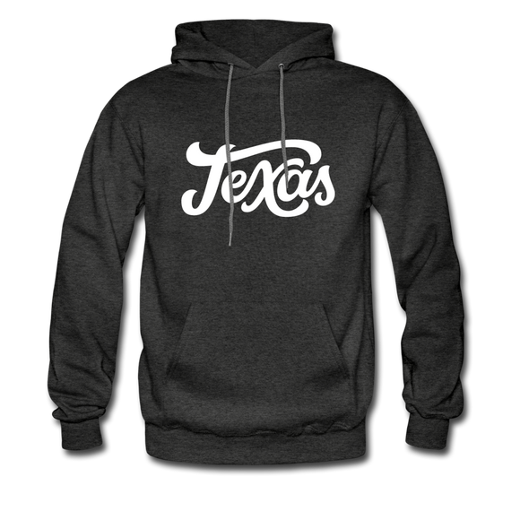 Texas Hoodie - Hand Lettered Unisex Texas Hooded Sweatshirt - charcoal gray