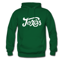 Texas Hoodie - Hand Lettered Unisex Texas Hooded Sweatshirt - forest green