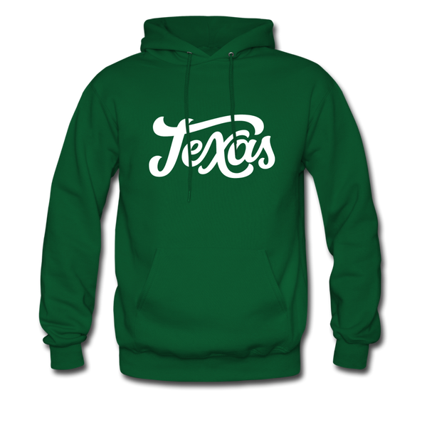 Texas Hoodie - Hand Lettered Unisex Texas Hooded Sweatshirt - forest green