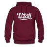 Utah Hoodie - Hand Lettered Unisex Utah Hooded Sweatshirt - burgundy