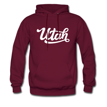 Utah Hoodie - Hand Lettered Unisex Utah Hooded Sweatshirt - burgundy