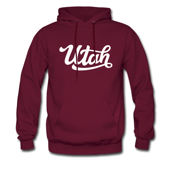 Utah Hoodie - Hand Lettered Unisex Utah Hooded Sweatshirt - burgundy