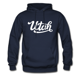 Utah Hoodie - Hand Lettered Unisex Utah Hooded Sweatshirt - navy