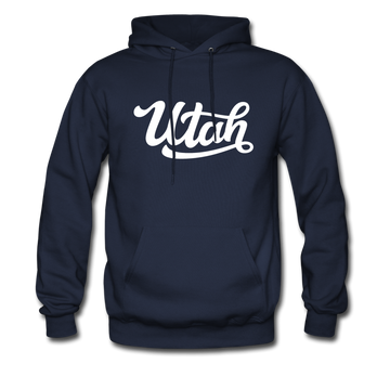 Utah Hoodie - Hand Lettered Unisex Utah Hooded Sweatshirt - navy