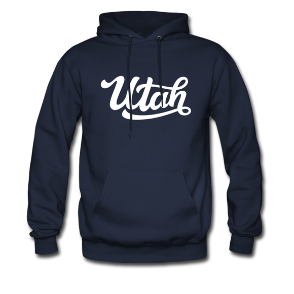 Utah Hoodie - Hand Lettered Unisex Utah Hooded Sweatshirt - navy