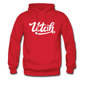 Utah Hoodie - Hand Lettered Unisex Utah Hooded Sweatshirt - red