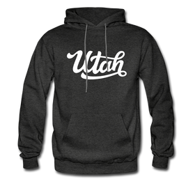 Utah Hoodie - Hand Lettered Unisex Utah Hooded Sweatshirt - charcoal gray