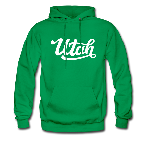 Utah Hoodie - Hand Lettered Unisex Utah Hooded Sweatshirt - kelly green