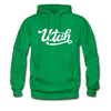 Utah Hoodie - Hand Lettered Unisex Utah Hooded Sweatshirt - kelly green