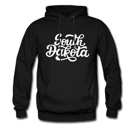 South Dakota Hoodie - Hand Lettered Unisex South Dakota Hooded Sweatshirt - black