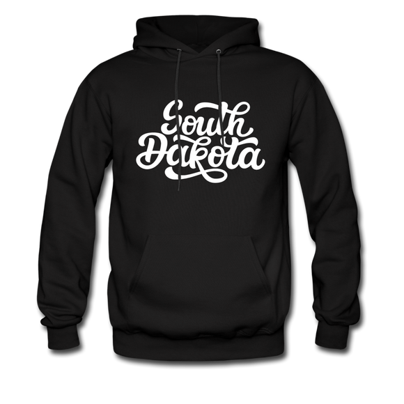 South Dakota Hoodie - Hand Lettered Unisex South Dakota Hooded Sweatshirt - black