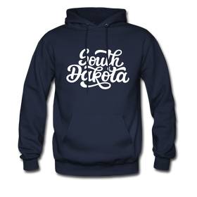 South Dakota Hoodie - Hand Lettered Unisex South Dakota Hooded Sweatshirt - navy