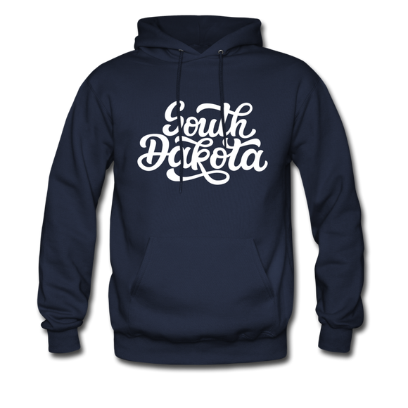 South Dakota Hoodie - Hand Lettered Unisex South Dakota Hooded Sweatshirt - navy