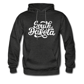 South Dakota Hoodie - Hand Lettered Unisex South Dakota Hooded Sweatshirt - charcoal gray