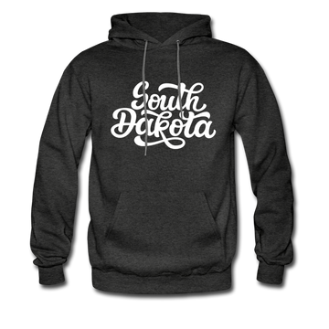 South Dakota Hoodie - Hand Lettered Unisex South Dakota Hooded Sweatshirt - charcoal gray