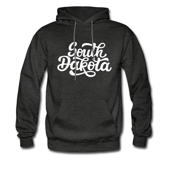 South Dakota Hoodie - Hand Lettered Unisex South Dakota Hooded Sweatshirt - charcoal gray
