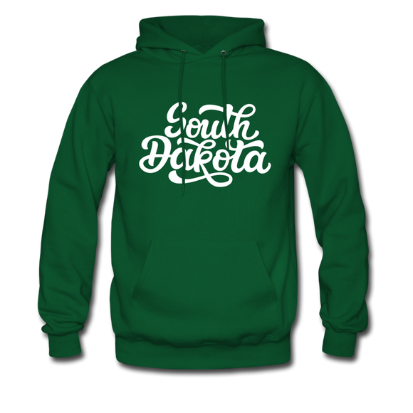 South Dakota Hoodie - Hand Lettered Unisex South Dakota Hooded Sweatshirt - forest green
