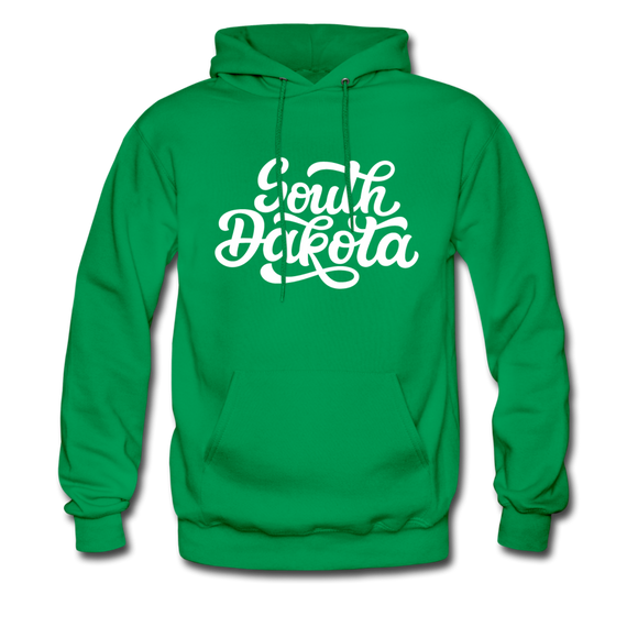 South Dakota Hoodie - Hand Lettered Unisex South Dakota Hooded Sweatshirt - kelly green