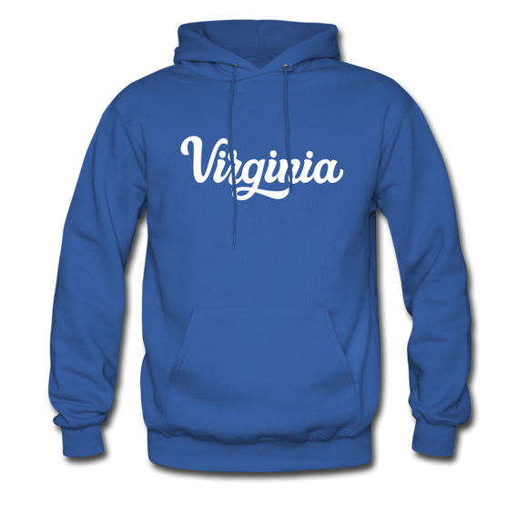 Virginia Hoodie - Hand Lettered Unisex Virginia Hooded Sweatshirt - royal blue