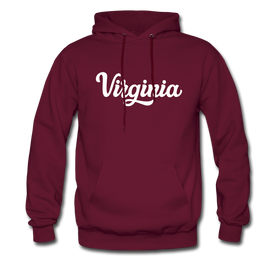 Virginia Hoodie - Hand Lettered Unisex Virginia Hooded Sweatshirt - burgundy
