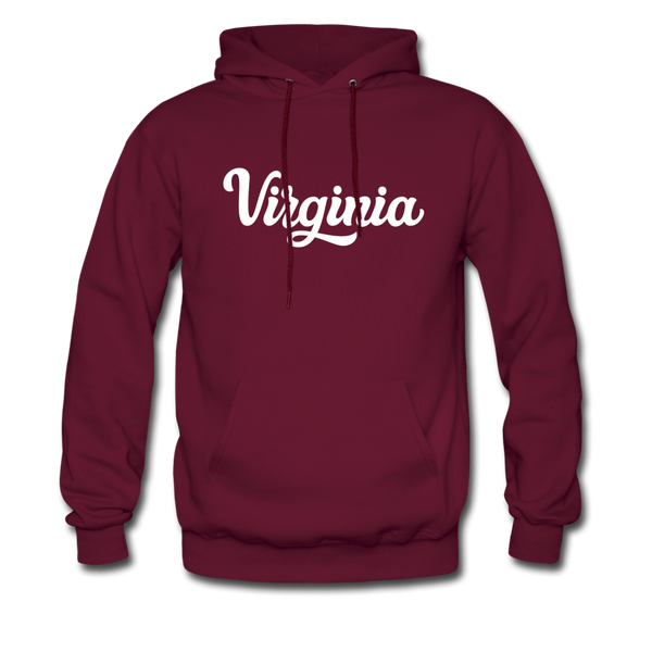 Virginia Hoodie - Hand Lettered Unisex Virginia Hooded Sweatshirt - burgundy