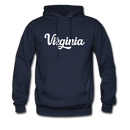 Virginia Hoodie - Hand Lettered Unisex Virginia Hooded Sweatshirt - navy