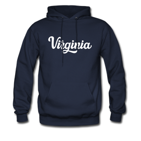 Virginia Hoodie - Hand Lettered Unisex Virginia Hooded Sweatshirt - navy