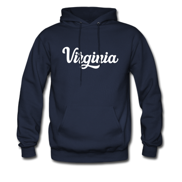 Virginia Hoodie - Hand Lettered Unisex Virginia Hooded Sweatshirt - navy