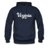 Virginia Hoodie - Hand Lettered Unisex Virginia Hooded Sweatshirt - navy