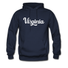 Virginia Hoodie - Hand Lettered Unisex Virginia Hooded Sweatshirt - navy