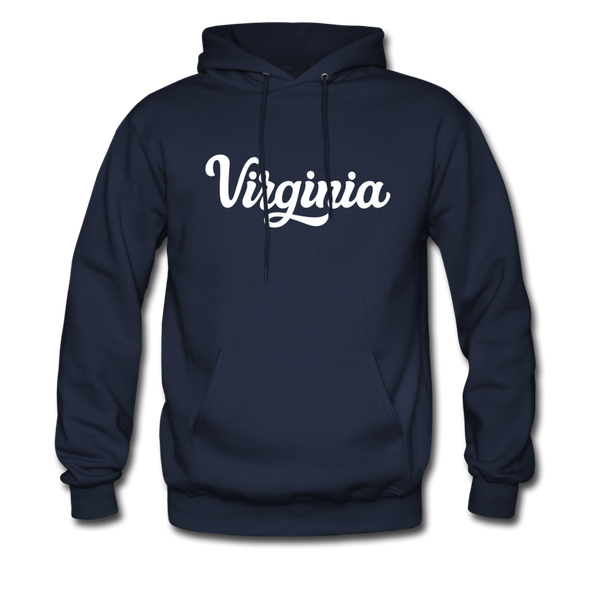 Virginia Hoodie - Hand Lettered Unisex Virginia Hooded Sweatshirt - navy