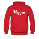 Virginia Hoodie - Hand Lettered Unisex Virginia Hooded Sweatshirt - red