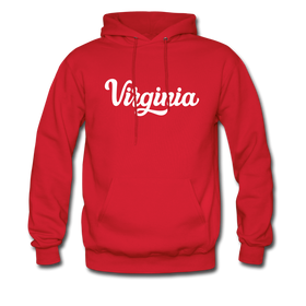 Virginia Hoodie - Hand Lettered Unisex Virginia Hooded Sweatshirt - red