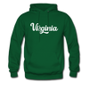 Virginia Hoodie - Hand Lettered Unisex Virginia Hooded Sweatshirt - forest green