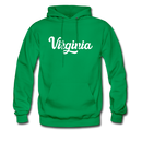 Virginia Hoodie - Hand Lettered Unisex Virginia Hooded Sweatshirt - kelly green