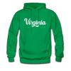 Virginia Hoodie - Hand Lettered Unisex Virginia Hooded Sweatshirt - kelly green