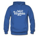 West Virginia Hoodie - Hand Lettered Unisex West Virginia Hooded Sweatshirt - royal blue